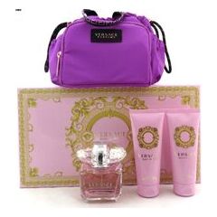 VERSACE BRIGHT CRYSTAL GIFT SET EDT 90 ML, BODY LOTION 100 ML, SHOWER GEL 100 ML AND COSMETIC BAG