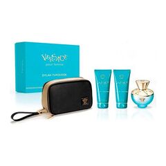 VERSACE DYLAN TURQUOISE POUR FEMME GIFT SET EDT 100 ML, BODY LOTION 100 ML, SHOWER GEL 100 ML AND COSMETIC BAG