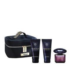 VERSACE CRYSTAL NOIR GIFT SET EDT 90 ML, SHOWER GEL 100 ML, BODY LOTION 100 ML AND COSMETIC BAG