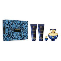 VERSACE DYLAN BLUE POUR FEMME GIFT SET EDP 100 ML, BODY LOTION 100 ML, SHOWER GEL 100 ML AND MINIATURE EDP 5 ML