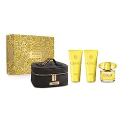 VERSACE YELLOW DIAMOND GIFT SET EDT 90 ML, BODY LOTION 100 ML, SHOWER GEL 100 ML AND COSMETIC BAG