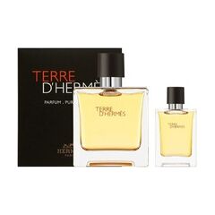 HERMÈS TERRE D'HERMES PURE PERFUME GIFT SET PARFUM 75 ML AND MINIATURE 12.5 ML