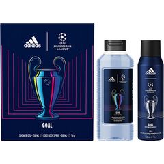 ADIDAS UEFA CHAMPIONS LEAGUE GOAL DÁRKOVÁ SADA SPRCHOVÝ GEL 250 ML A DEOSPRAY 150 ML