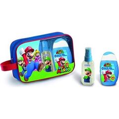 FRAGRANCES FOR CHILDREN SUPER MARIO DÁRKOVÁ SADA TĚLOVÝ SPREJ 90 ML, PĚNA DO KOUPELE, ŠAMPON 2V1 110 ML A TOALETNÍ TAŠKA