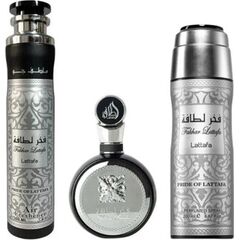 LATTAFA FAKHAR LATTAFA BLACK GIFT SET EDP 100 ML, DEOSPRAY 200 ML A BYTOVÁ VŮNĚ 300 ML