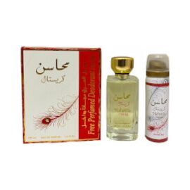 LATTAFA PERFUMES MAHASIN CRYSTAL GIFT SET EDP 100 ML AND DEOSPRAY 75 ML