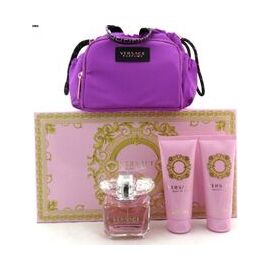 VERSACE BRIGHT CRYSTAL GIFT SET EDT 90 ML, BODY LOTION 100 ML, SHOWER GEL 100 ML AND COSMETIC BAG