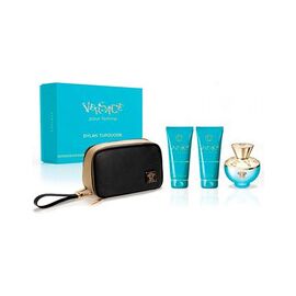 VERSACE DYLAN TURQUOISE POUR FEMME GIFT SET EDT 100 ML, BODY LOTION 100 ML, SHOWER GEL 100 ML AND COSMETIC BAG