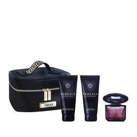 VERSACE CRYSTAL NOIR GIFT SET EDT 90 ML, SHOWER GEL 100 ML, BODY LOTION 100 ML AND COSMETIC BAG