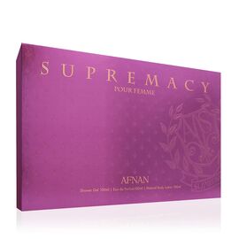AFNAN SUPREMACY PURPLE GIFT SET EDP 100 ML, SHOWER GEL 100 ML AND MOISTURIZING BODY LOTION 100 ML
