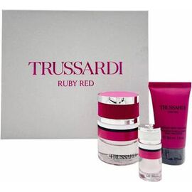TRUSSARDI RUBY RED DÁRKOVÁ SADA EDP 30 ML, MINIATURKA EDP 7 ML A SPRCHOVÝ GEL 30 ML