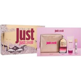 CAVALLI ROBERTO JUST CAVALLI DÁRKOVÁ SADA EDT 90 ML, TĚLOVÉ MLÉKO 100 ML, MINIATURKA EDT 15 ML A KOSMETICKÁ TAŠKA