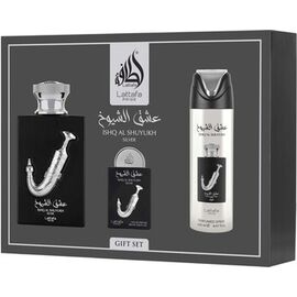LATTAFA ISHQ AL SHUYUKH SILVER DÁRKOVÁ SADA EDP 100 ML, DEOSPRAY 200 ML A EDP 20 ML