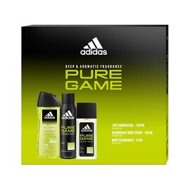 ADIDAS PURE GAME GIFT SET DEODORANT 75 ML, DEOSPRAY 150 ML AND SHOWER GEL 250 ML