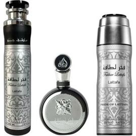 LATTAFA FAKHAR LATTAFA BLACK GIFT SET EDP 100 ML, DEOSPRAY 200 ML A BYTOVÁ VŮNĚ 300 ML