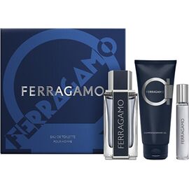 SALVATORE FERRAGAMO FERRAGAMO FOR MEN DÁRKOVÁ SADA EDT 100 ML, SPRCHOVÝ GEL A ŠAMPON 100 ML A MINIATURKA EDT 15 ML