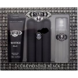 CUBA PRESTIGE BLACK GIFT SET EDT 90 ML, SHOWER GEL 200 ML AND AFTERSHAVE 100 ML