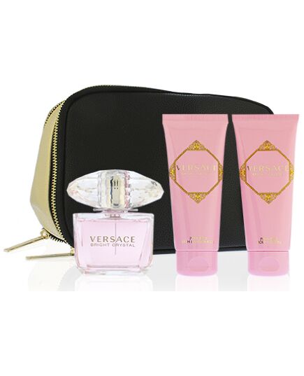 VERSACE BRIGHT CRYSTAL EAU DE TOILETTE FOR WOMEN 90 ML + TĚLOVÉ MLÉKO 100 ML + SPRCHOVÝ GEL 100 ML + KOSMETICKÁ TAŠKA GIFT SET