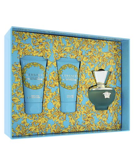 VERSACE DYLAN TURQUOISE DÁRKOVÁ SADA PRO ŽENY TOALETNÍ VODA 50 ML + SPRCHOVÝ GEL 50 ML + TĚLOVÉ MLÉKO 50 ML