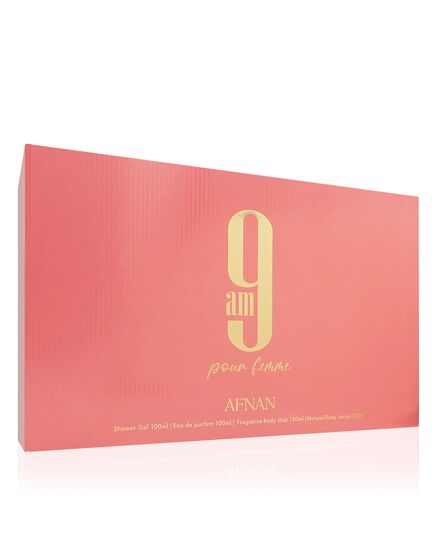 AFNAN 9AM POUR FEMME GIFT SET EDP 100 ML, SHOWER GEL 100 ML, BODY VEIL 150 ML AND BODY LOTION 100 ML
