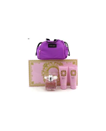 VERSACE BRIGHT CRYSTAL GIFT SET EDT 90 ML, BODY LOTION 100 ML, SHOWER GEL 100 ML AND COSMETIC BAG