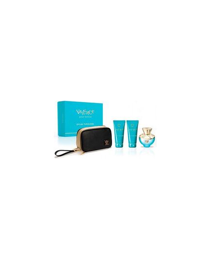VERSACE DYLAN TURQUOISE POUR FEMME GIFT SET EDT 100 ML, BODY LOTION 100 ML, SHOWER GEL 100 ML AND COSMETIC BAG