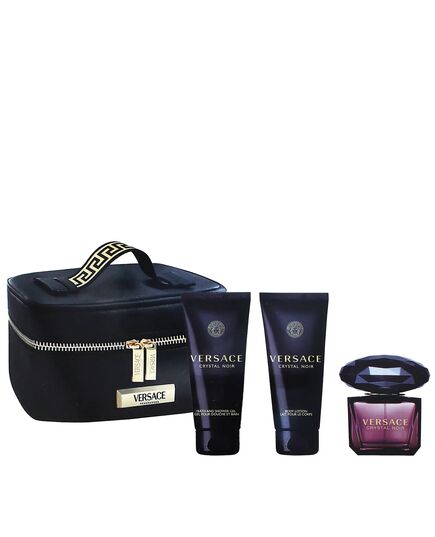 VERSACE CRYSTAL NOIR GIFT SET EDT 90 ML, SHOWER GEL 100 ML, BODY LOTION 100 ML AND COSMETIC BAG