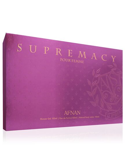 AFNAN SUPREMACY PURPLE GIFT SET EDP 100 ML, SHOWER GEL 100 ML AND MOISTURIZING BODY LOTION 100 ML
