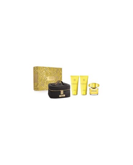 VERSACE YELLOW DIAMOND GIFT SET EDT 90 ML, BODY LOTION 100 ML, SHOWER GEL 100 ML AND COSMETIC BAG