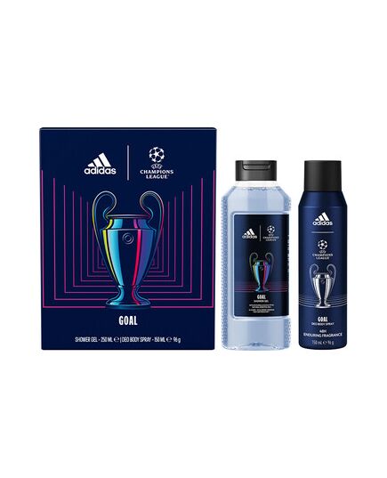 ADIDAS UEFA CHAMPIONS LEAGUE GOAL DÁRKOVÁ SADA SPRCHOVÝ GEL 250 ML A DEOSPRAY 150 ML