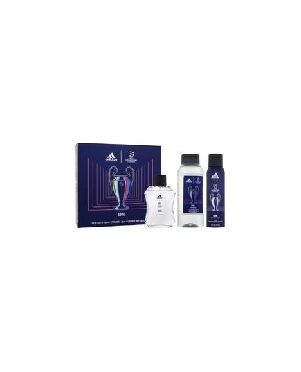 ADIDAS UEFA CHAMPIONS LEAGUE GOAL DÁRKOVÁ SADA EDT 100 ML, SPRCHOVÝ GEL 250 ML A DEOSPRAY 150 ML