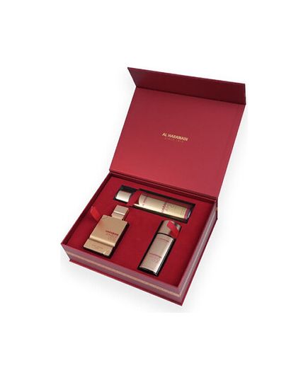 AL HARAMAIN AMBER OUD RUBY EDITION DÁRKOVÁ SADA EDP 75 ML, EDP 30 ML A TĚLOVÝ ZÁVOJ 250 ML