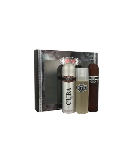 CUBA BLACK GIFT SET 100 ML EDT, AFTER SHAVE CUBA BLACK 100 ML AND DEOSPRAY CUBA BLACK 200 ML