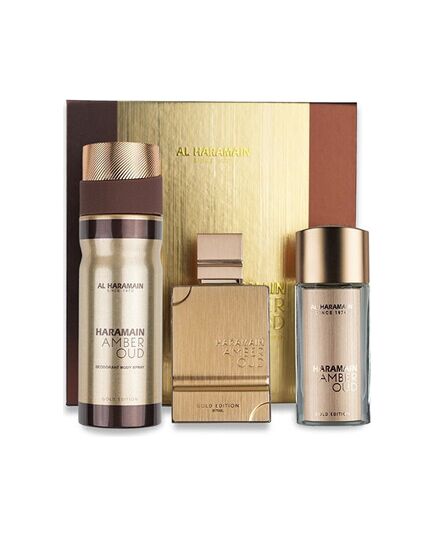 AL HARAMAIN AMBER OUD GOLD EDITION EXTREME DÁRKOVÁ SADA EXTRAIT DE PARFUM 75 ML, EXTRAIT DE PARFUM 30 ML A TĚLOVÝ ZÁVOJ 250 ML