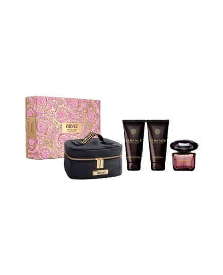 VERSACE CRYSTAL NOIR DÁRKOVÁ SADA EDP 90, SPRCHOVÝ GEL 100 ML, TĚLOVÉ MLÉKO 100 ML A KOSMETICKÁ TAŠTIČKA