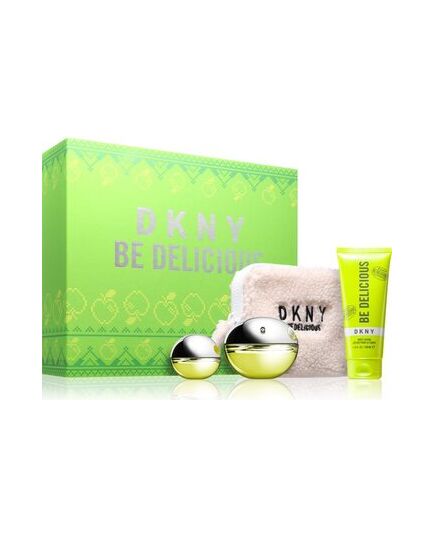 DKNY BE DELICIOUS DÁRKOVÁ SADA EDP 100 ML, TĚLOVÉ MLÉKO 100 ML, MINIATURKA EDP 15 ML A POUCH