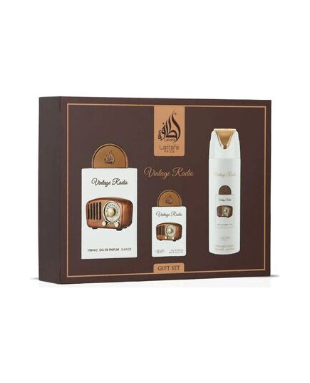 LATTAFA PRIDE VINTAGE RADIO DÁRKOVÁ SADA EDP 100 ML, EDP 20 ML A TĚLOVÝ SPREJ 200 ML