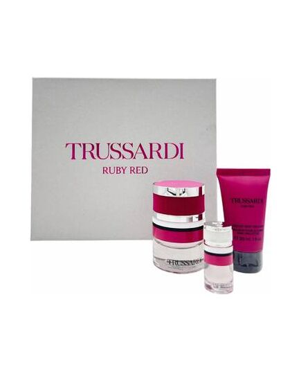 TRUSSARDI RUBY RED DÁRKOVÁ SADA EDP 30 ML, MINIATURKA EDP 7 ML A SPRCHOVÝ GEL 30 ML