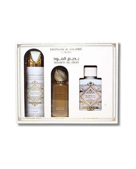 LATTAFA BADEE AL OUD HONOR & GLORY DÁRKOVÁ SADA EDP 100 ML, DEOSPRAY 200 ML A VLASOVÁ MLHA 50 ML