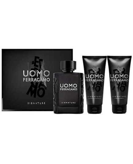 SALVATORE FERRAGAMO UOMO SIGNATURE GIFT SET EDP 100 ML, AFTER SHAVE BALZAM ( BALZÁM PO HOLENÍ ) 100 ML A SHOWER GEL 100 ML