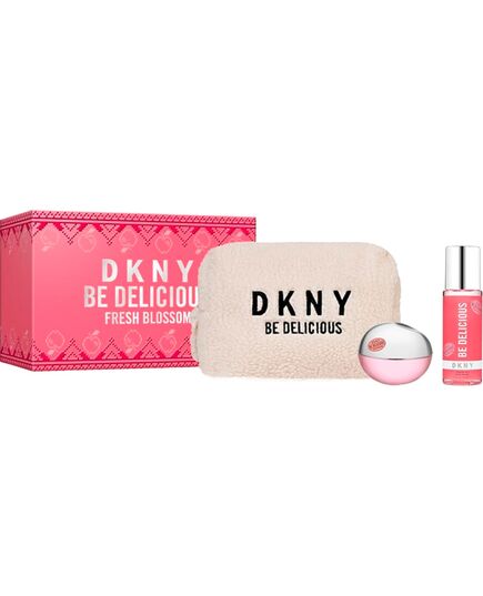 DKNY BE DELICIOUS FRESH BLOSSOM GIFT SET EDP 100 ML, TĚLOVÝ SPREJ 125 ML AND COSMETIC BAG