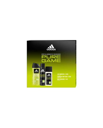 ADIDAS PURE GAME GIFT SET DEODORANT 75 ML, DEOSPRAY 150 ML AND SHOWER GEL 250 ML