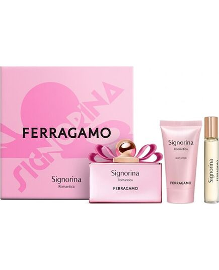 SALVATORE FERRAGAMO SIGNORINA ROMANTICA DÁRKOVÁ SADA EDP 100 ML, TĚLOVÉ MLÉKO 50 ML A MINIATURKA EDP 15 ML