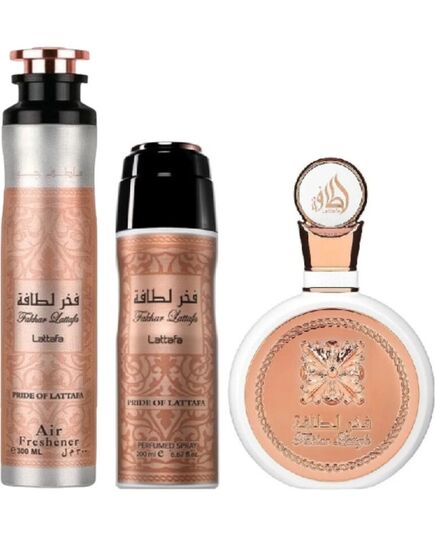 LATTAFA PRIDE OF LATTAFA FAKHAR LATTAFA DÁRKOVÁ SADA EDP 100 ML, DEOSPRAY 200 ML A BYTOVÁ VŮNĚ 300 ML
