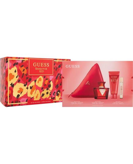 GUESS SEDUCTIVE RED DÁRKOVÁ SADA EDT 75 ML, TĚLOVÉ MLÉKO 100 ML, MINIATURKA EDT 15 ML A KOSMETICKÁ TAŠTIČKA