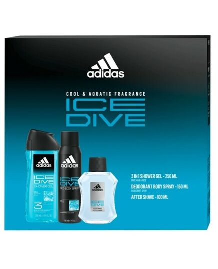 ADIDAS ICE DIVE GIFT SET AFTERSHAVE 100 ML, SHOWER GEL 250 ML AND DEODORANT 150 ML