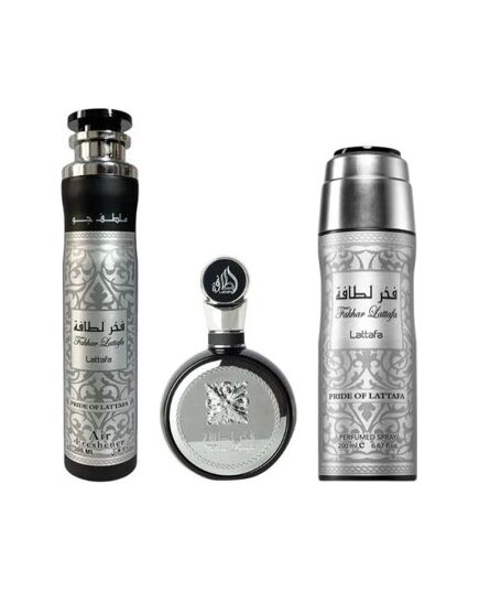 LATTAFA FAKHAR LATTAFA BLACK GIFT SET EDP 100 ML, DEOSPRAY 200 ML A BYTOVÁ VŮNĚ 300 ML