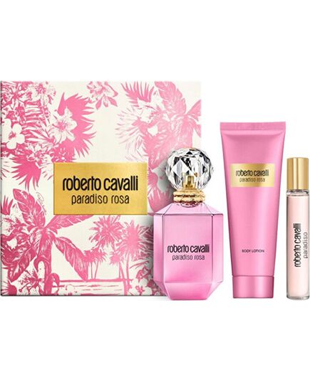 CAVALLI ROBERTO PARADISO ROSA DÁRKOVÁ SADA EDP 75 ML, TĚLOVÉ MLÉKO 100 ML A MINIATURKA EDP 15 ML