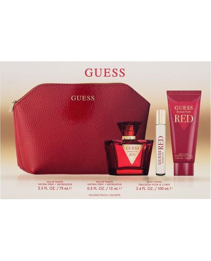 GUESS SEDUCTIVE RED GIFT SET EDT 75 ML, BODY LOTION 100 ML, MINIATURE EDT 15 ML AND COSMETIC BAG