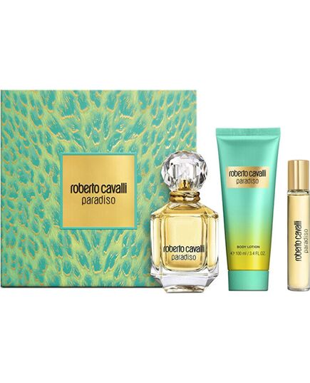 CAVALLI ROBERTO PARADISO DÁRKOVÁ SADA EDP 75 ML, TĚLOVÉ MLÉKO 100 ML A MINIATURKA EDP 7,5 ML
